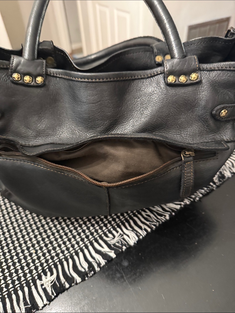 Vilenca of Holland Chocolate Brown Studded Leather Bag - Picture 3 of 11
